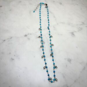 Italian Silver Blue Howlite Beaded Necklace